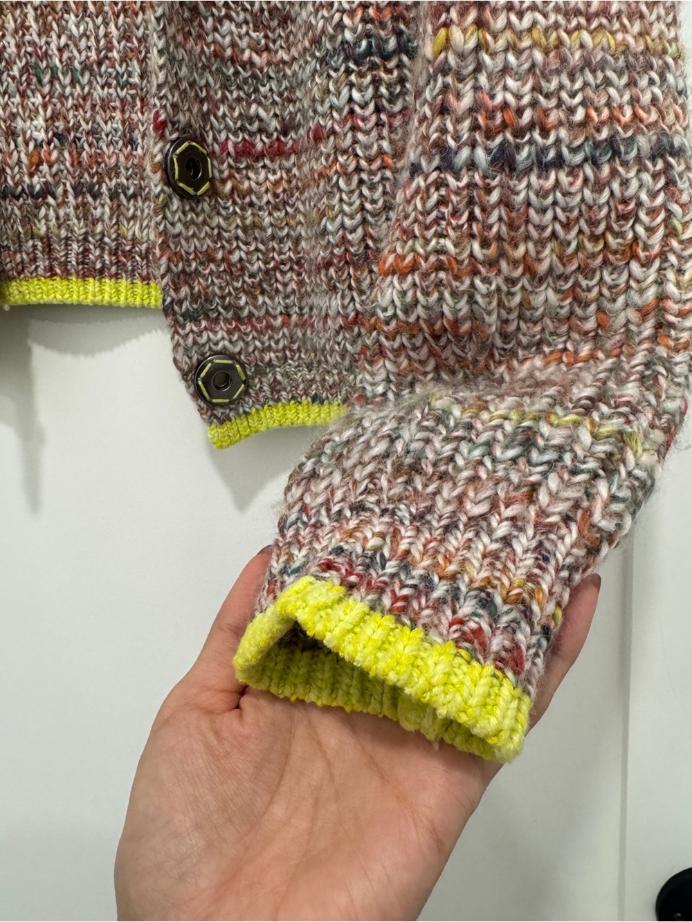 Free People Multicolor Knit Cardigan with Neon Yellow Trim - Picture 6 of 6